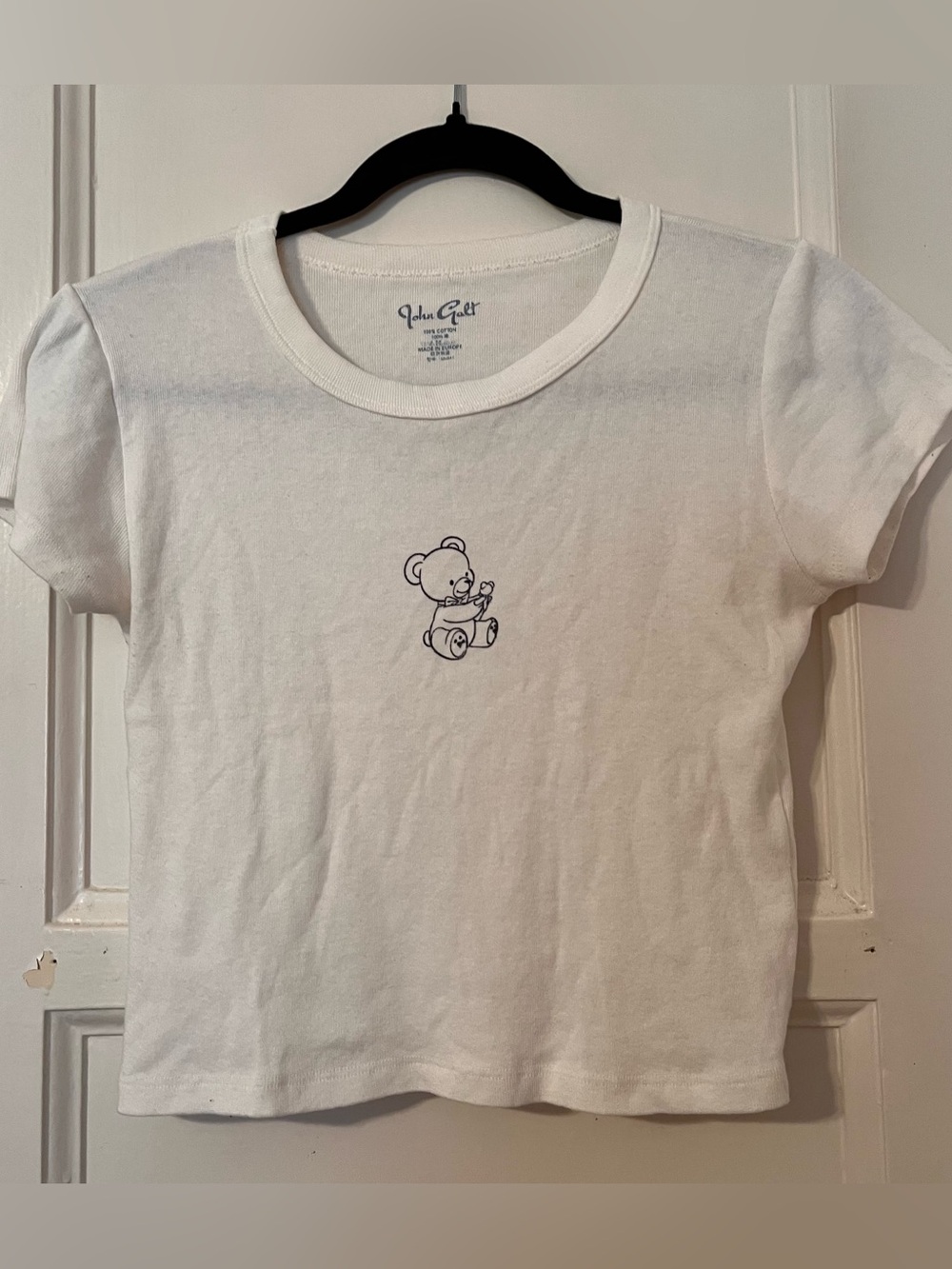 John Galt Brandy Melville White Teddy Bear Graphic Ashlyn Baby Tee – One Size